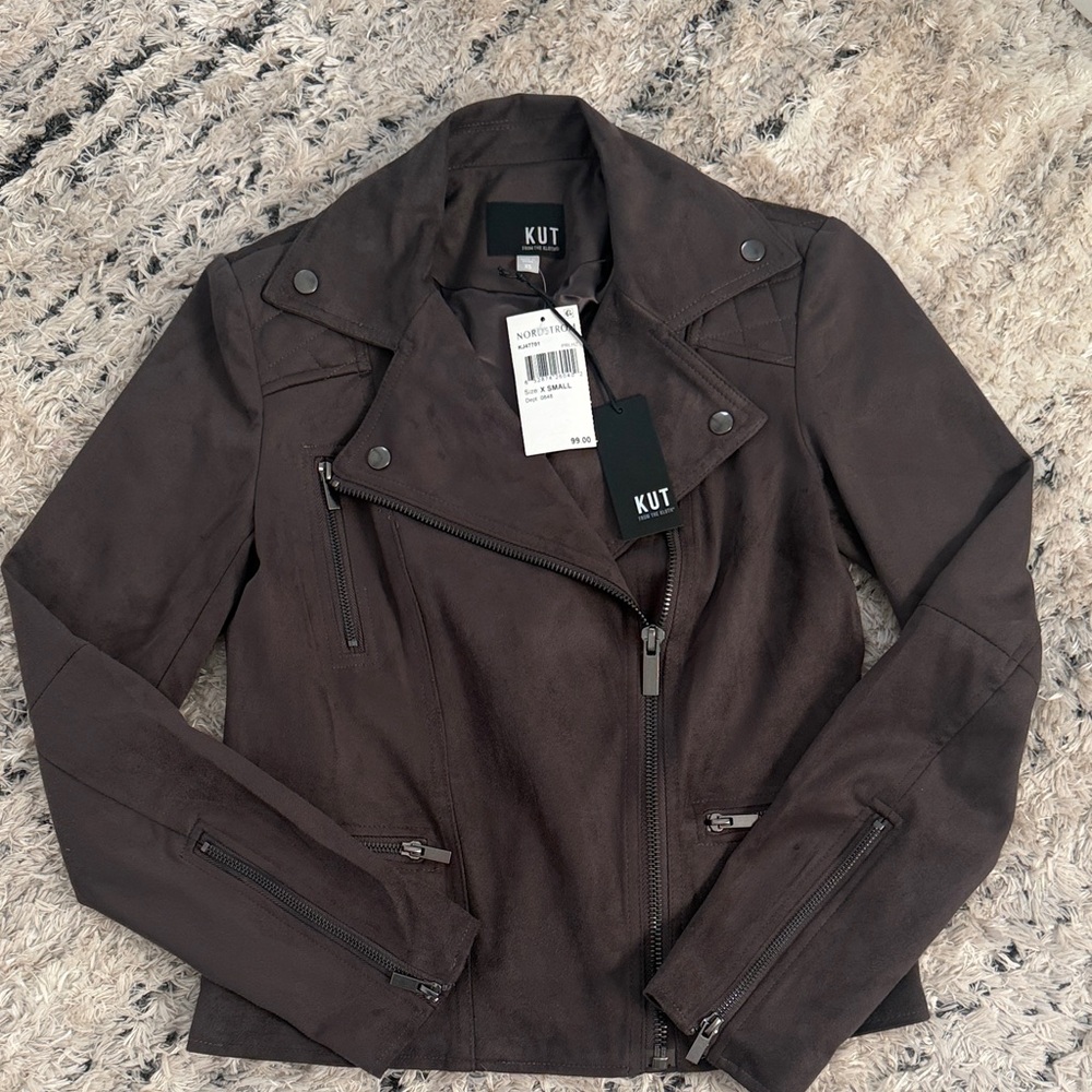 Kut from the Kloth Dark Eggplant suade Leather Jacket